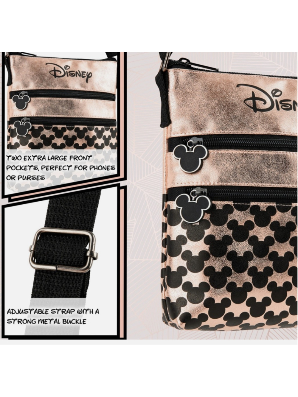 NEW with tags Disne Rose Gold Cross Body Bag Shoulder Bag, perfect Disney Gift! - Picture 4 of 6